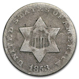1853 Three Cent Silver Piece (VG)