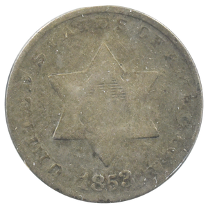1853 Three Cent Silver Piece (AG)