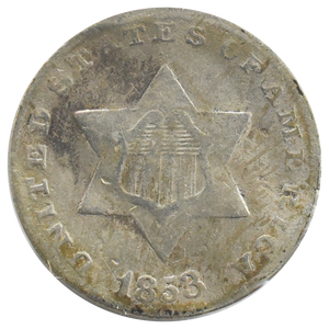 1853 Three Cent Silver Piece (G)