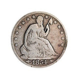 1854 Seated Liberty Half Dollar w/ Arrows - VG Details (Whizzed,Scratched)