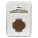 1854 Braided Large Cent XF40 BN NGC