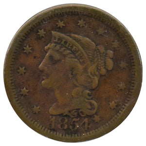 1854 Braided Large Cent (VF)