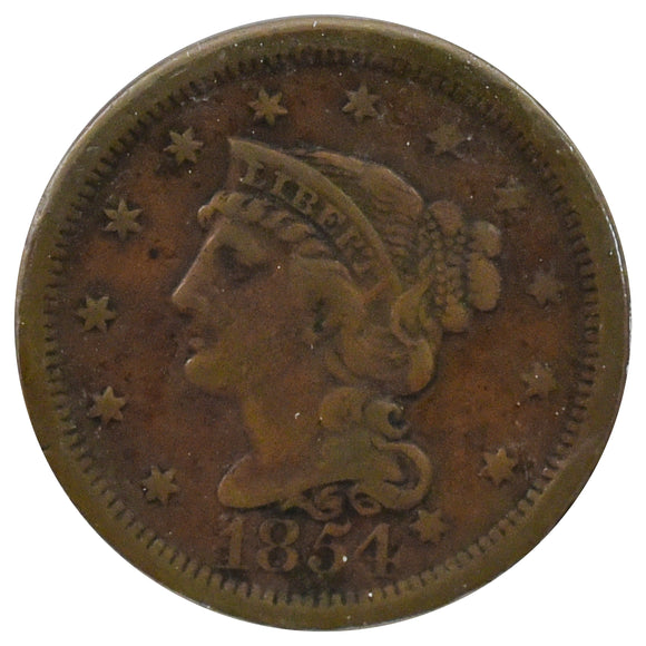 1854 Braided Large Cent (VF)