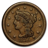 1856 Braided Hair Large Cent - F w/ Rim Dings