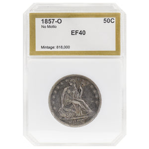 1857-O EF40 Liberty Seated Half PCI