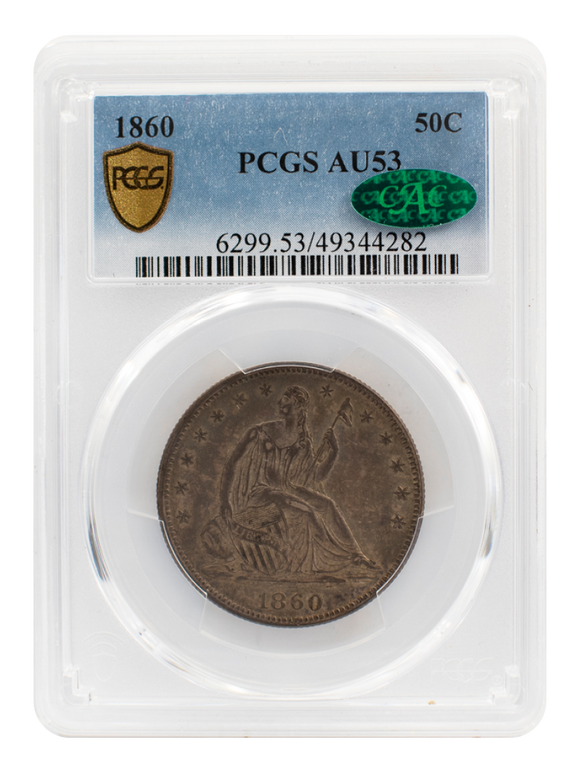 PCGS 1860 Seated Liberty Half AU 53 with CAC 