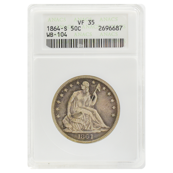 1864-S Liberty Seated Half Dollar VF35 ANACS