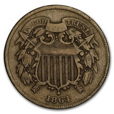 1864 2 Cent Piece "Large Motto" (Fine)
