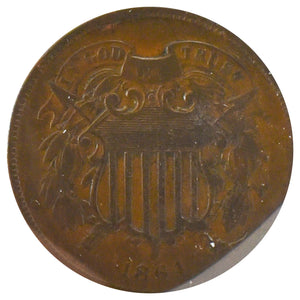 1864 Two Cent Piece "Large Motto" (VF)