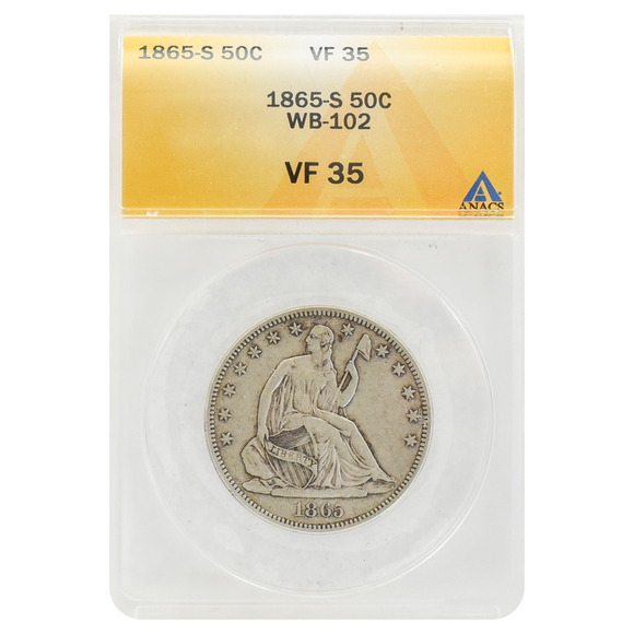1865-S Liberty Seated Half Dollar VF35 ANACS