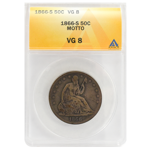 1866-S Liberty Seated Half Dollar VG8 ANACS