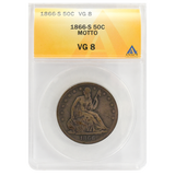 1866-S Liberty Seated Half Dollar VG8 ANACS