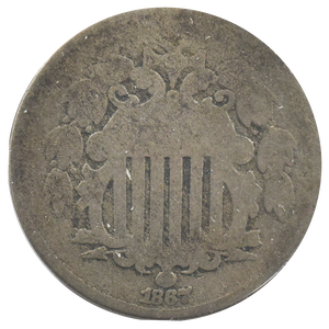 1867 Shield Nickel No Rays (AG)