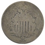 1867 Shield Nickel No Rays (AG)
