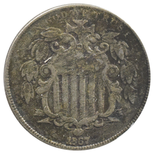1867 Shield Nickel No Rays (Fine)
