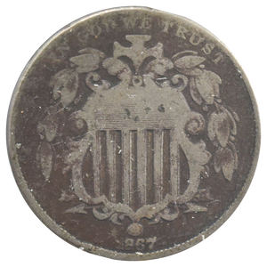 1867 Shield Nickel No Rays (G)