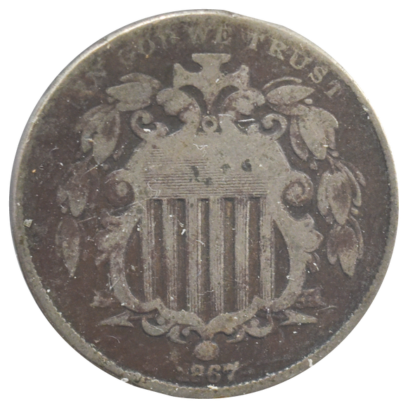1867 Shield Nickel No Rays (G)