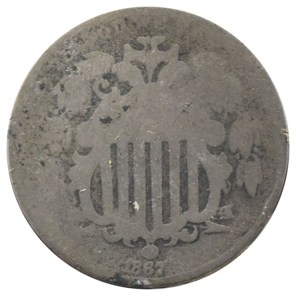 1867 Shield Nickel With Rays (AG)