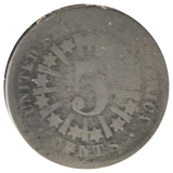 1867 Shield Nickel With Rays (AG)