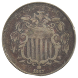1867 Shield Nickel With Rays (VG)