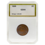 1869 2 Cent Piece GD04 PCI