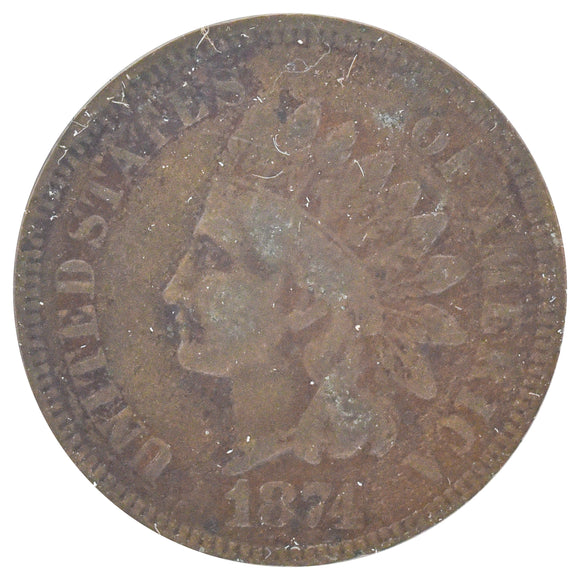 1874 Indian Head Cent (VG)