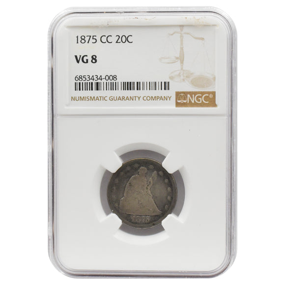 1875-CC 20C Seated Liberty VG08 NGC