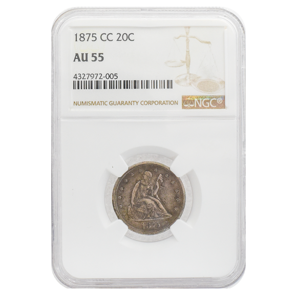1875-CC Twenty Cent Piece AU55 NGC