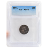 1891 Liberty Seated Dime AU58