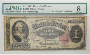 1891 $1 Martha Washington Silver Certificate FR. 223 8 VG PMG