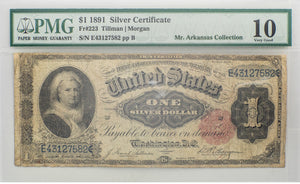 1891 $1 Martha Washington Silver Certificate FR. 223 10 VG PMG