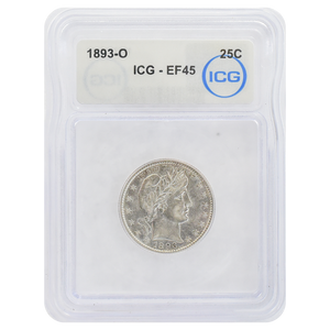 1893-O Barber Quarter EF45