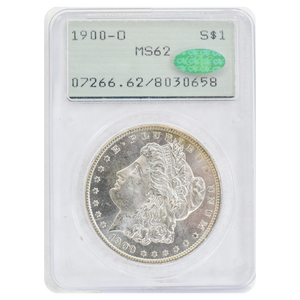 1900-O Morgan Dollar MS62 PCGS Green CAC Sticker