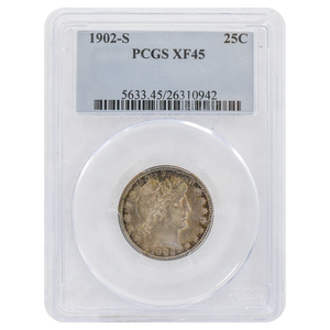 1902-S Barber Quarter XF45 PCGS