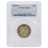 1902-S Barber Quarter XF45 PCGS