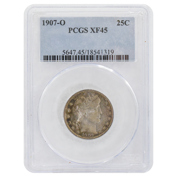 1907-O Barber Quarter XF45 PCGS