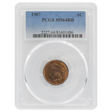 1907 Indian Head Cent MS64 RB PCGS