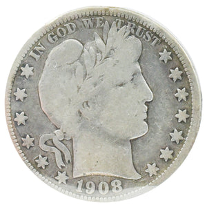 1908-D Barber Half Cleaned, Details (VG)