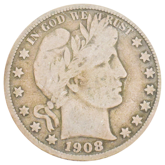 1908-D Barber Half Dollar VG10