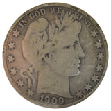 1909-S Barber Half Dollar VG