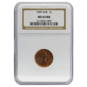 1909 VBD MS63 RD Lincoln Cent Wheat Reverse