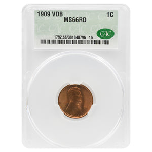 1909 VDB CAC Lincoln Wheat Cent MS66 RD