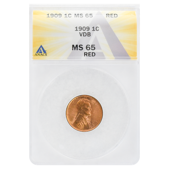 1909 VDB Wheat Cent MS65 RD ANACS