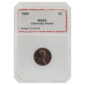 1909 Wheat Cent MS60 Chemically Altered PCI