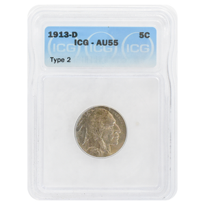1913-D Type 2 Buffalo Nickel AU55