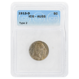 1913-D Type 2 Buffalo Nickel AU55