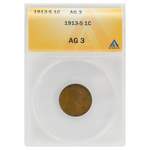 1913-S Wheat Cent AG3 ANACS