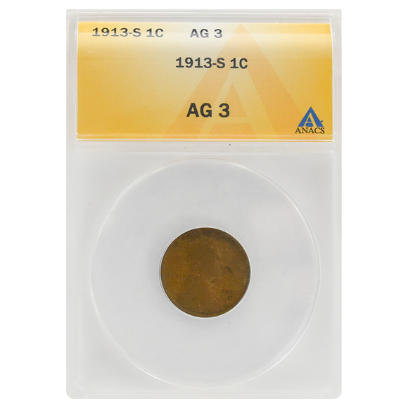 1913-S Wheat Cent AG3 ANACS