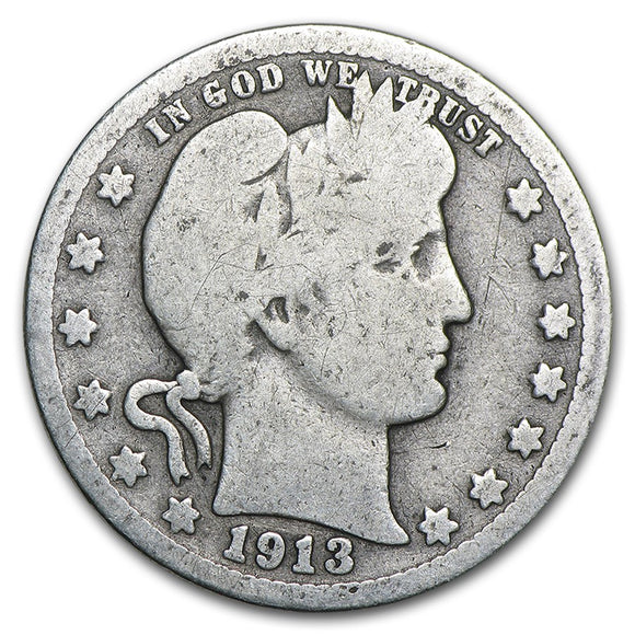 1913 Barber Quarter- Good Condition