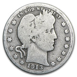 1913 Barber Quarter- Good Condition